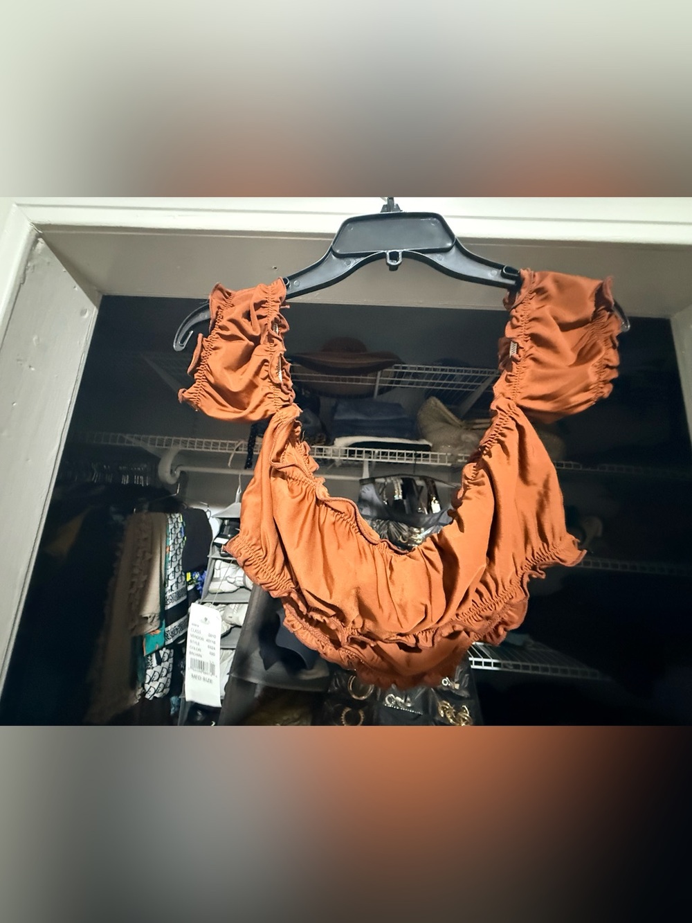 La Hearts Rust Orange Ruffled Swim Bottoms